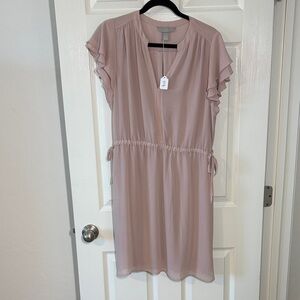 H&M Dusty Rose Ruffle Sleeve Tie-Waist Dress